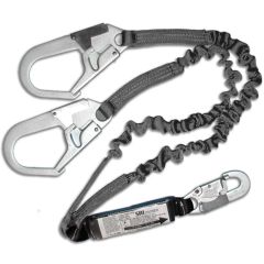 ProPlus 6' Twin-Leg Elastic Shock Absorbing Lanyard (Steel Rebar Hooks)